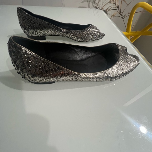 Chanel size 10 metallic pewter silver flats - Picture 3 of 7